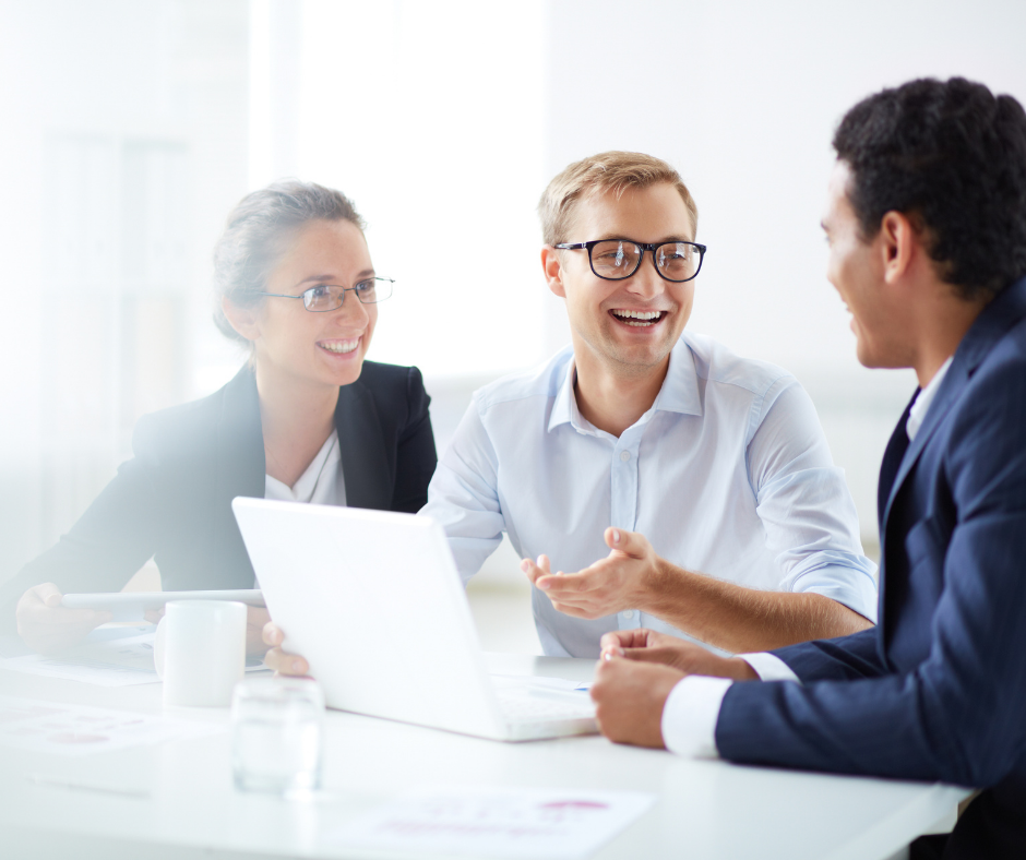 Three people meeting
