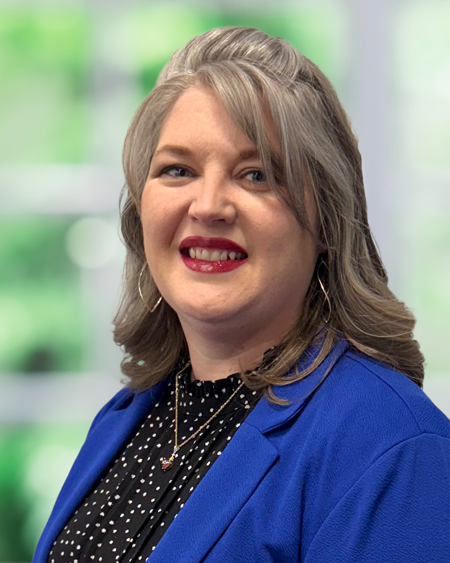 woman with blue jacket