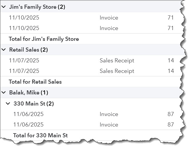 sales by customer report