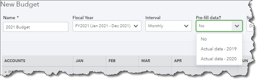 Example showing how to of pre-filling data in Quickbooks