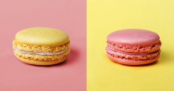 pink yellow macaroons