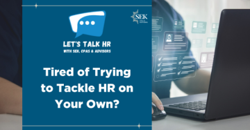 image with tired of trying to tackle hr on your own text on blue background