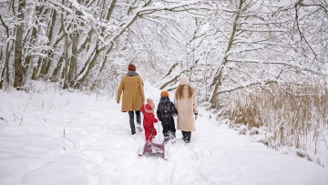 family in the snow
