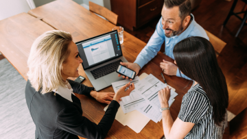 overhead view of a business meeting