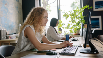 woman using the computer