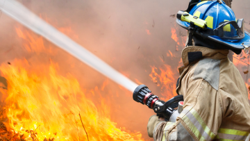 firefighter working on wildfire