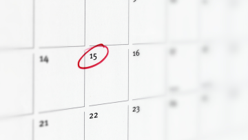 calendar with the 15th circled
