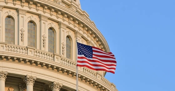 building with american flag