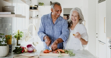 couple cooking together