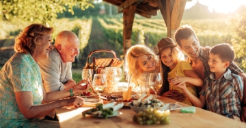 family at picnic table