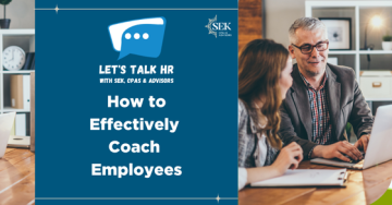 let's talk hr how to effectively coach employees blue background