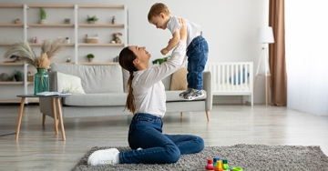 mom playing with son