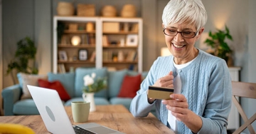 old woman with credit card
