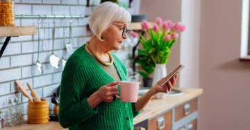 woman looking at phone