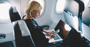 woman traveling on plane