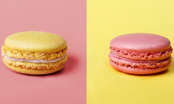 pink yellow macaroons