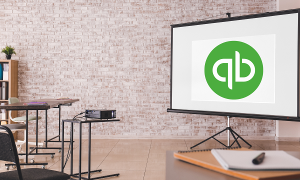 quickbooks logo on projection screen