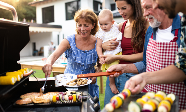 family at the grill