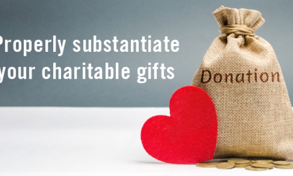 A heart next to a bag labeled 'donations'
