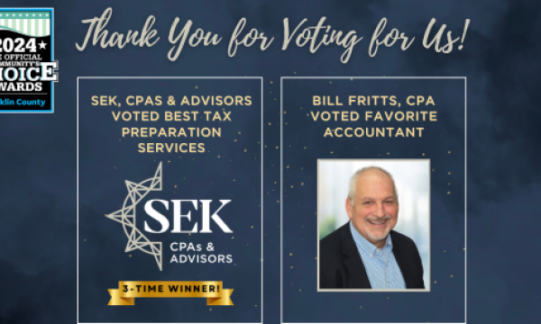 SEK Named Best Tax Preparation Service Franklin County’s Best Awards