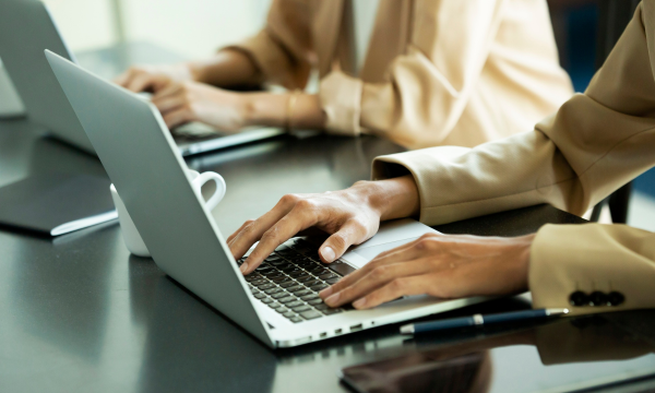 typing on a computer