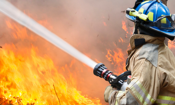 firefighter working on wildfire