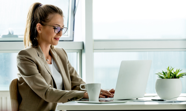 woman working on a laptop