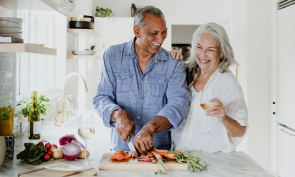 couple cooking together