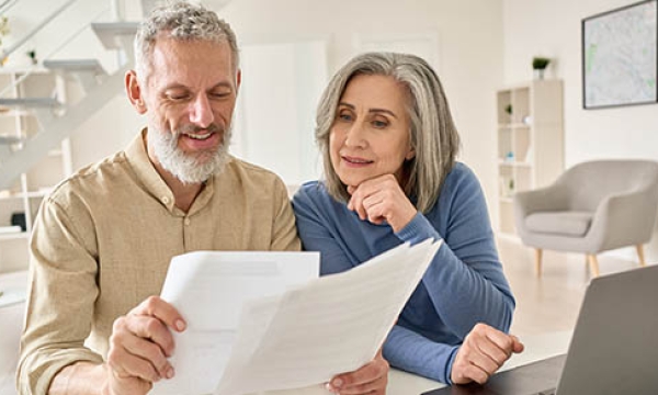 couple looking at finances