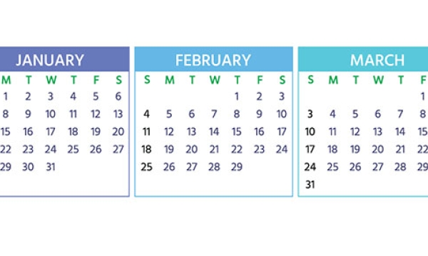 january february march calendar