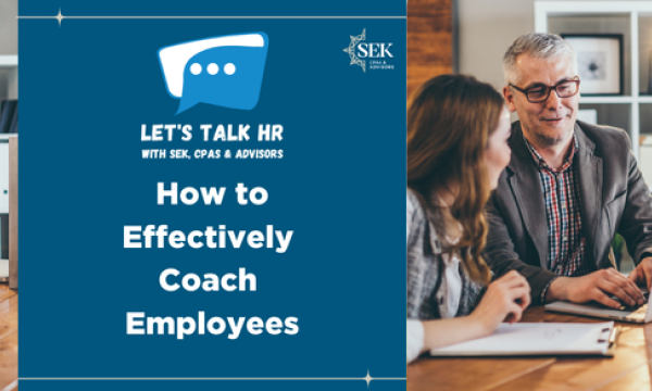 let's talk hr how to effectively coach employees blue background