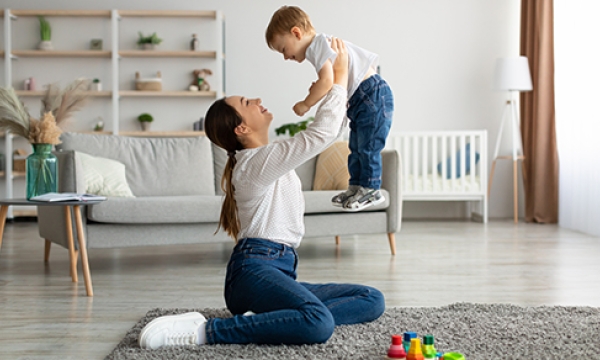 mom playing with son