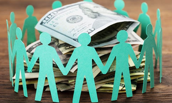 money donated by paper people