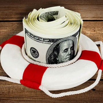 money in a life preserver