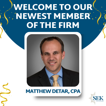 Matthew Detar, CPA joins SEK as Member of the Firm