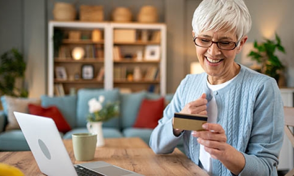old woman with credit card