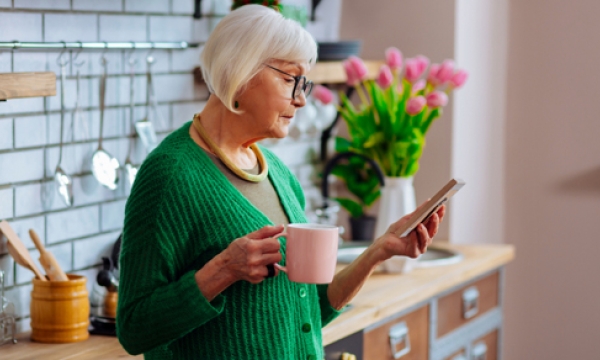 woman looking at phone