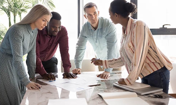 group working around table