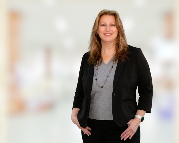 woman with black jacket