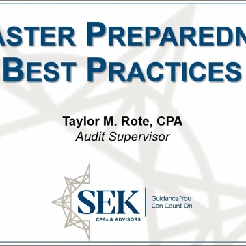 Disaster Preparedness Best Practices - July 29, 2020