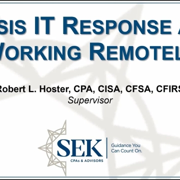 Crisis IT Response and Working Remotely - July 29, 2020