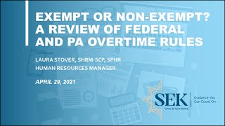Exempt or Non-Exempt? A Review of Federal and Pennsylvania Overtime Laws
