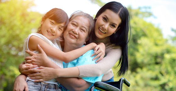 grandma and children