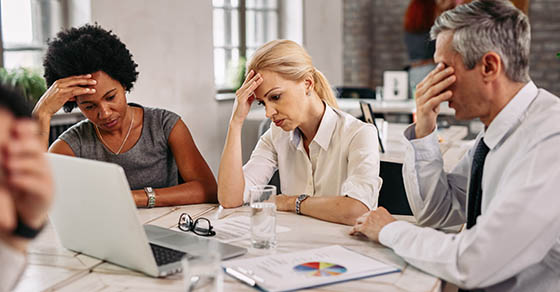 frustrated employees at office
