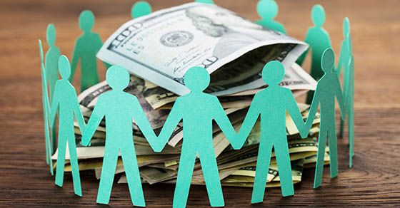 money donated by paper people