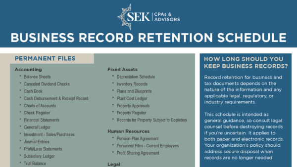 Business Record Retention Schedule