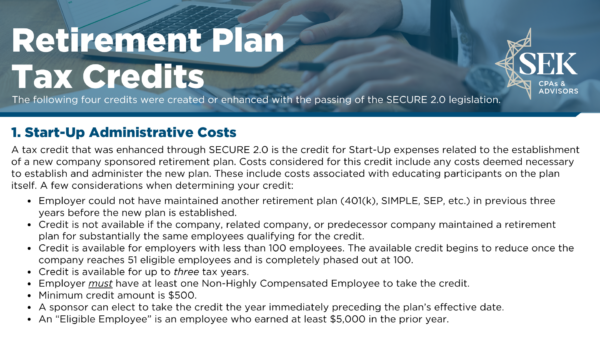 Retirement Plan Tax Credits