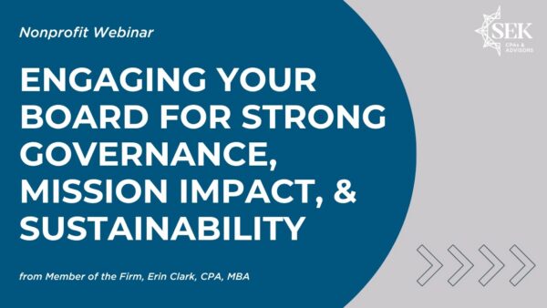Engaging Your Board for Strong Governance, Mission Impact, & Sustainability