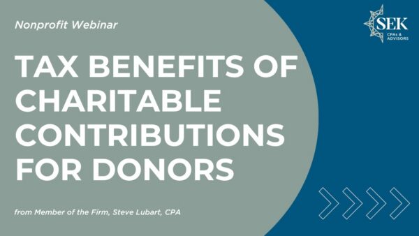 Tax Benefits of Charitable Contributions for Donors
