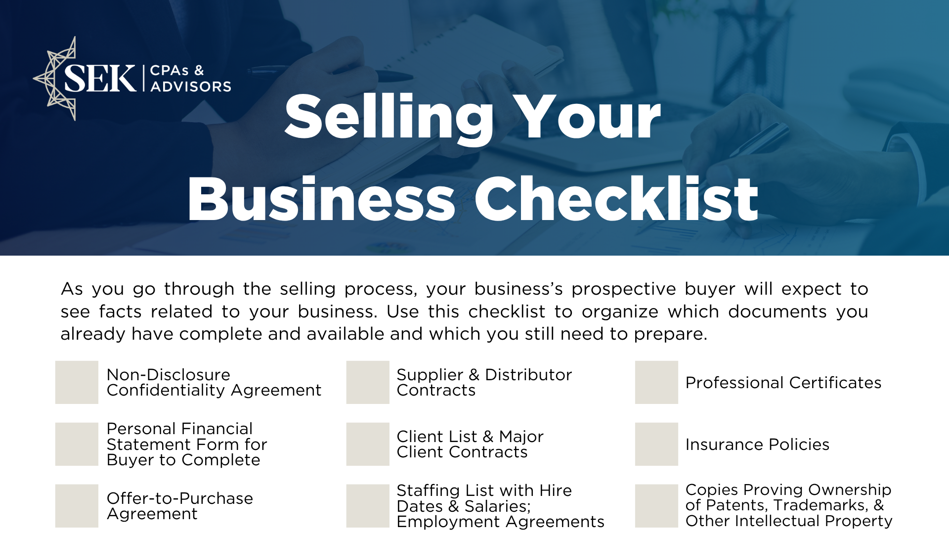 Selling Your Business Checklist